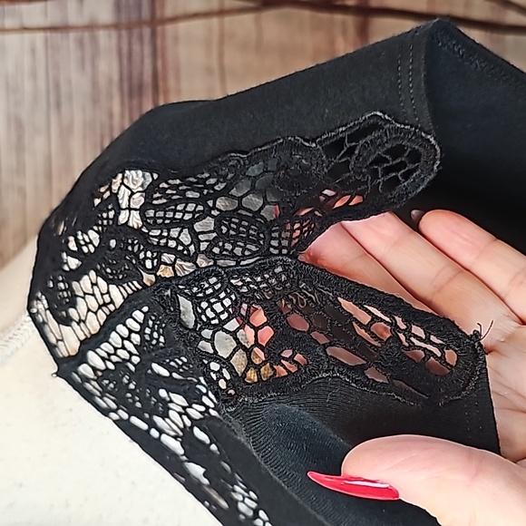 NEW LAUREN RALPH LAUREN BLACK CROCHET SHORT SLEEVE PULLOVER KNIT TOP - Picture 12 of 16